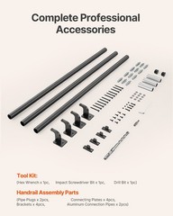 Wall Mounted Stair Handrail, 12ft Pipe Staircase Handrail, Black Galvanized Alum