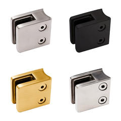 Stainless Steel Round Back Glass Clamp for 1/4” – 3/8” Glass Thickness – 4 Packs
