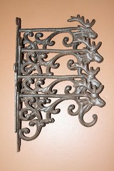 Stag Head Shelf Board Holder Bracket, Rustic Brown Cast Iron, B-15