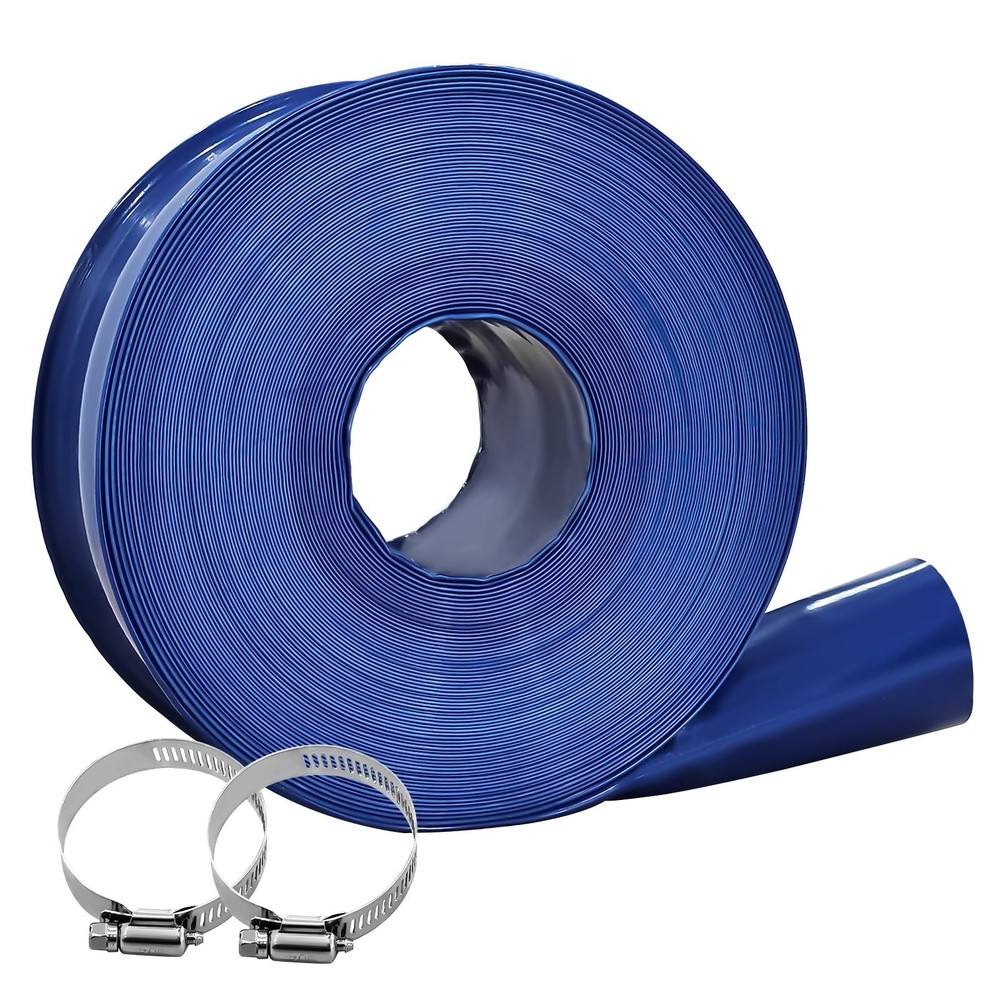 1 1/2 IN x 100 FT Pool Backwash Hose, Reinforced PVC Drain Hose, Heavy-Duty F…