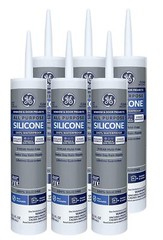 GE Silicone GE012 10.1 Oz Clear Window & Door Silicone Rubber Caulk (6 Pack)