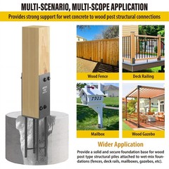 4″x4″ (Actually 3.5″x3.5″) Heavy Duty U-Shaped Fence Post Holder Bracket, Wet…