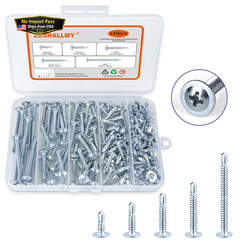 ZUSHALLMY 140 Pcs #8 Self Tapping Screws for 1/2″,3/4″,1″,1-1/4″,2″, Silver