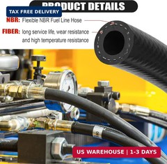 3/8 Inch (10mm) ID Fuel Line Hose 10FT NBR Rubber Push Lock Hose High Pressure 3