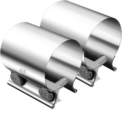 2PCS 1.75″ Butt Joint Stainless Steel Clamp Band; 1.75 Inch Universal Widening C