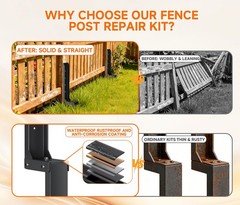 Fence Post Repair Kit, Heavy Duty Thickened Steel Fence Post Anchor Ground St…