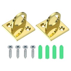 Pad Eye Plate U Hooks, 2 Pack Metal Ceiling Hook Wall Mount Loop, Golden