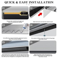 16.5FT Universal Garage Door Seal Kit Rubber Weatherproof 16.5 Feet, Black