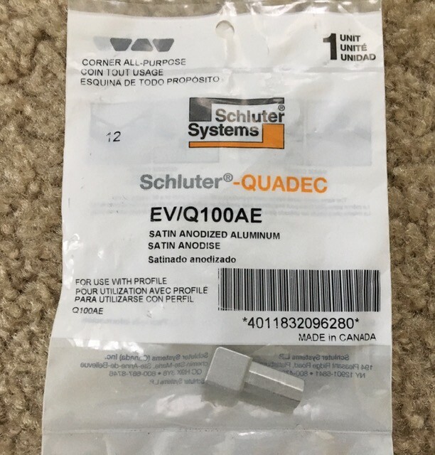 Schluter Systems QUADEC Profile EV/Q100AE Out Corner Satin Anodized Aluminum