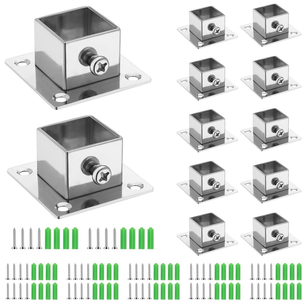 12 Pack 1″ x 1″ Stainless Steel Square Post Bases, Flange Anchor Bases Heavy …