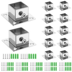 12 Pack 1″ x 1″ Stainless Steel Square Post Bases, Flange Anchor Bases Heavy …