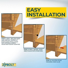 Durable Newel Post Anchor Kit with Fast Wrench-Free Installation and Wood Plugs
