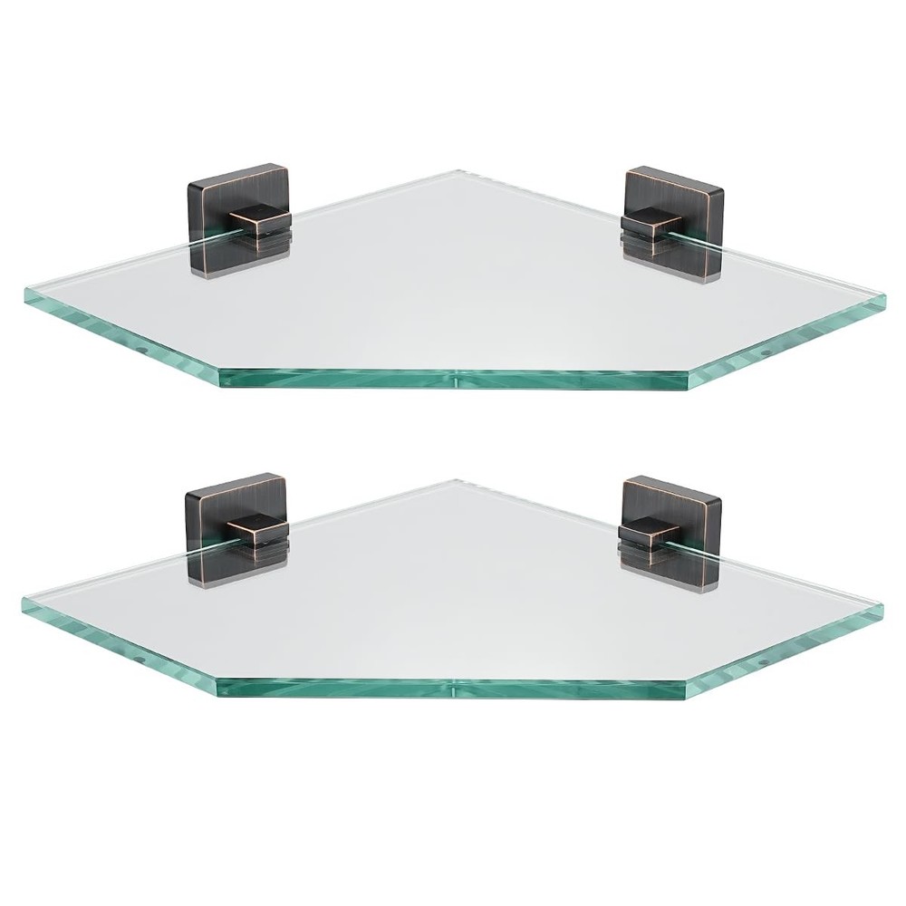 JQK Corner Glass Shelf Oil-Rubbed Bronze 304 SS Shower Triangle