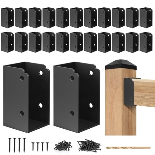 24 Pack Deck Railing Bracket Connectors for 2×4 Wood Posts Heavy Duty Steel Kit