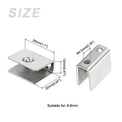 2Pcs 28mm Glass Shelf Bracket Holder Stainless Steel Clips Clamp 6-8mm Thickness