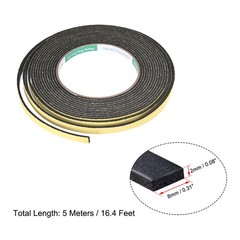 Foam Seal Tape, 8mm Wide 2mm Thick 16.4 Feet Long Adhesive Weather Strip 2PACK