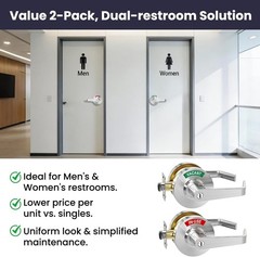 Commercial Bathroom Door Handle with In Use Vacant Indicator ANSI Grade 2 2Pcs