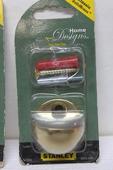 Lot of 2 Stanley Home Designs Solid Brass Door Stops – 1 Wall & 1 Floor Mount