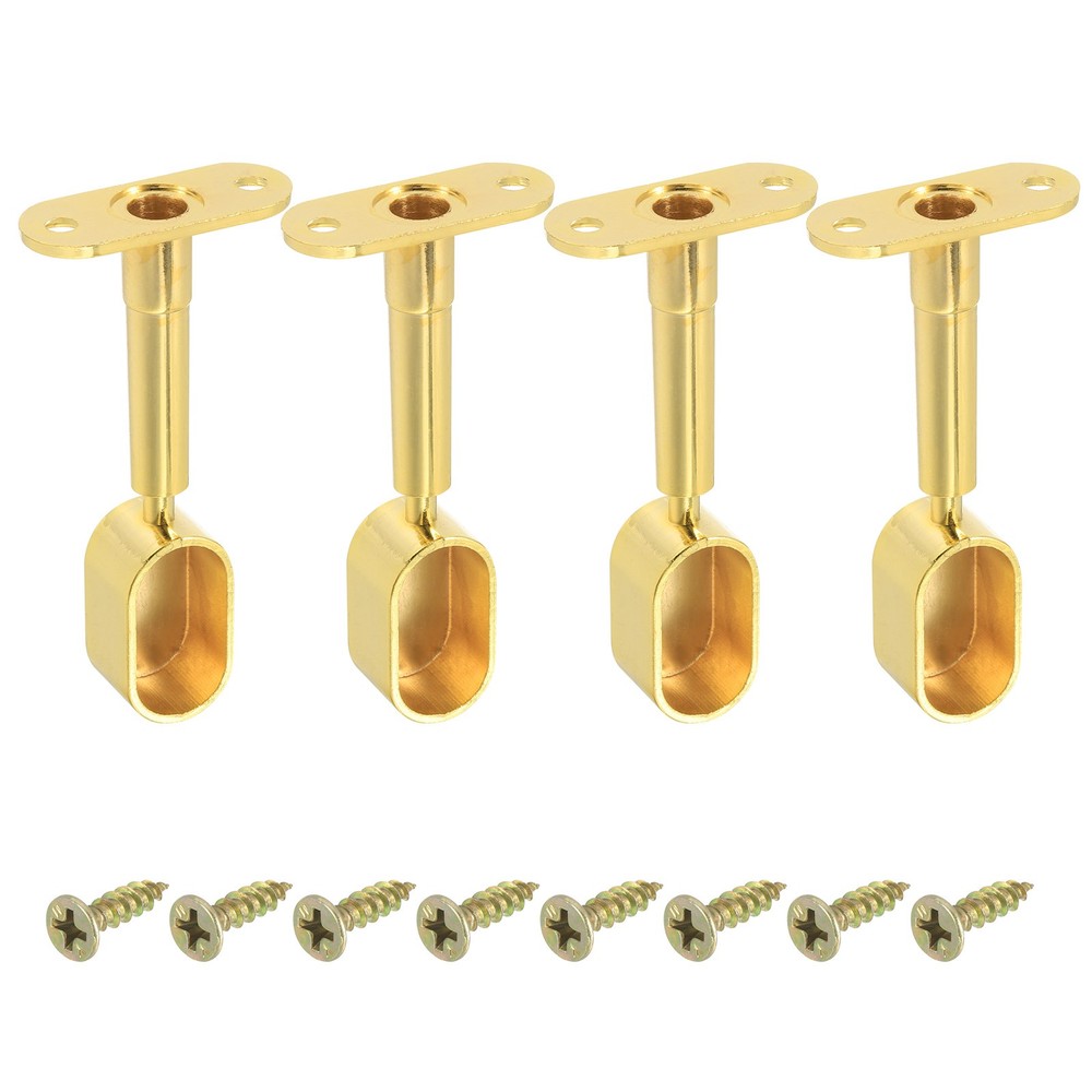 4 Pcs Oval Closet Shelf Bracket, Wardrobe Rod Adjustable Half Though Pipe Gold