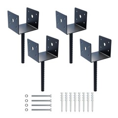 4 Pack U Shape Fence Post Holder Ground Spike Post, 4×4 Pergola Brackets Deck