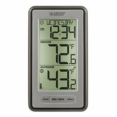 Battery-Powered Titanium Colored Rectangular Digital Thermometer