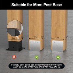 Adjustable Post Base 4 Pack Stainless Steel 8×8 Deck