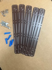 BROWN ALUMINUM STRAPS AROUND RAIN GUTTER DOWNSPOUT STRAPS 2×3 W/Screws anchors