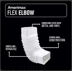 White 3×4 in Downspout Flex Elbow Gutter Drain Extension Adjustable