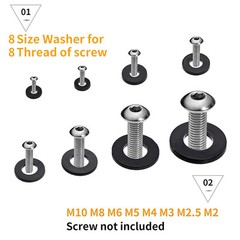 500Pcs Nylon Flat Washer Assortment Set, Washers Metric Sealing 500black