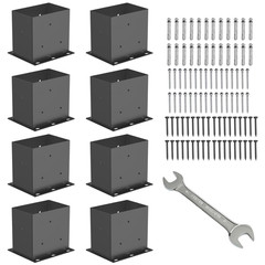 8 Pcs 4×6 Heavy Duty Black Metal Steel Post Base Brackets Deck Pergola Support