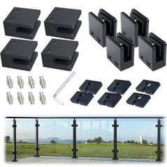 8 Pack Adjustable Glass Clamp for Thickness 5/16″-1/2″(8mm-12mm) Black Square