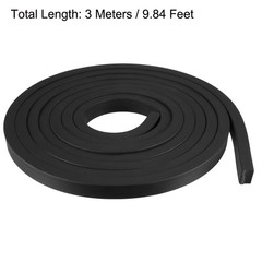 Solid Rectangle Rubber Seal Strip 15mm x 10mm 3 Meters Length Black