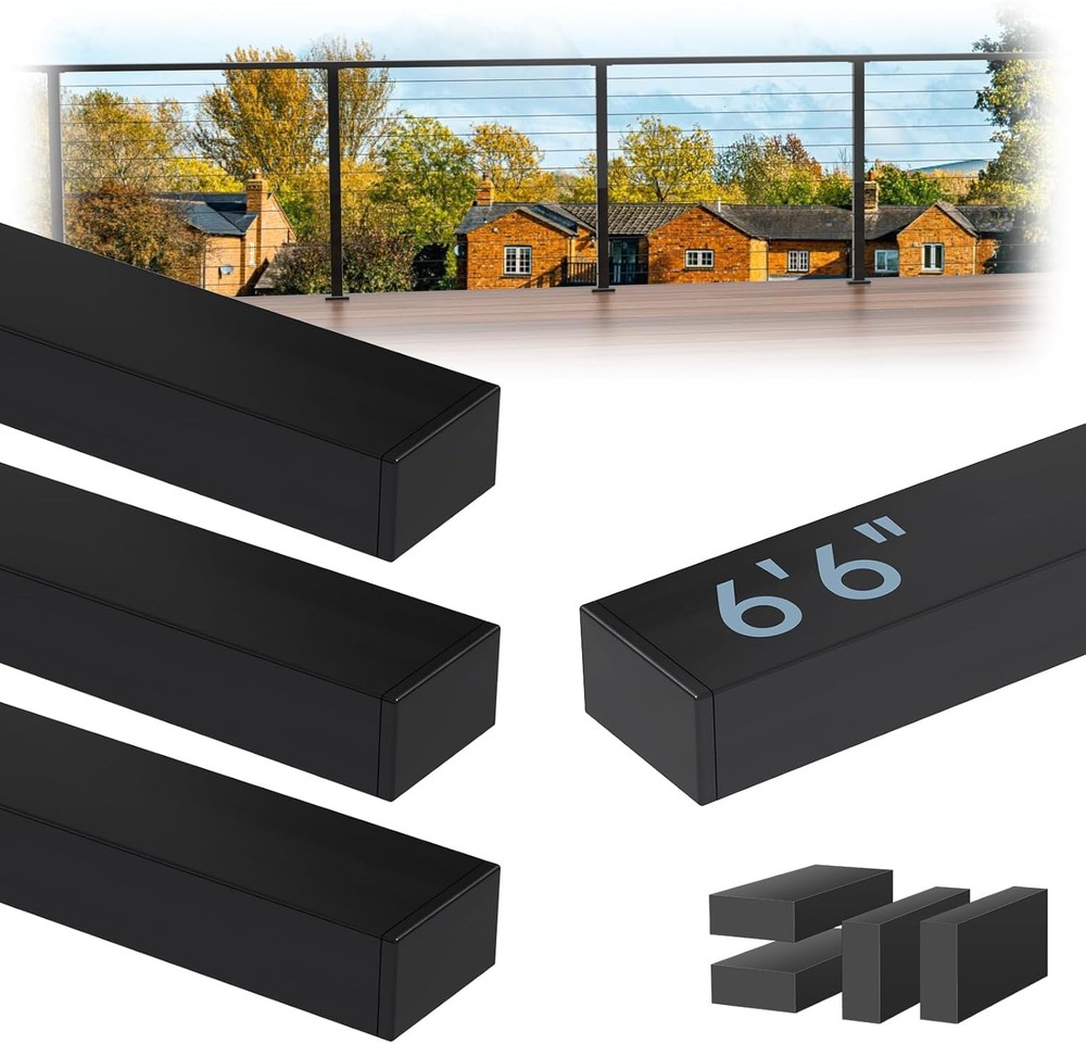 Black Handrail for Cable Railing 4 Pack 6.5ft SS