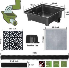 Gutter Downspout Extensions, Upgraded 12x12in Catch Basin Low Profile Downspo…