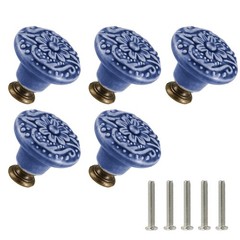 Zernmiarder Greyish Blue Ceramic Knobs 10 Pack Flower Drawer