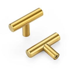 10 Pack Gold Cabinet Knobs 2 Inch – Brushed Brass Drawer
