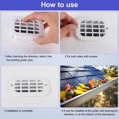 2×3 Rain Gutter Downspout Drop Outlet with Filter White 2 Pack Gutter Protection