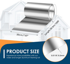 Aluminum Roll Flashing, 8” X 100′ Metal Roofing Roll for Roof and Garden, Preve