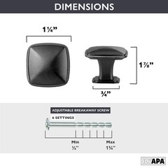 Ilyapa Black Square Kitchen Cabinet Knobs – 25 Pack of 1 1/4″ – 25 Pk,