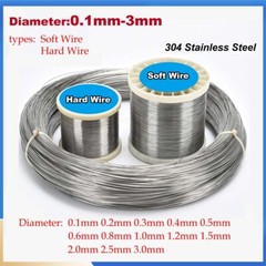 304 Stainless Steel Wire Single Soft/Hard Wire Jewellery Making Durable 0.1~3mm