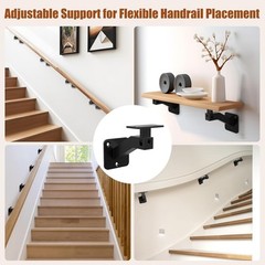 6 Pack Adjustable Handrail Brackets for Indoor Stairs, Black 6 Pack,