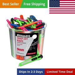 Tools 13-POINT 9MM Snap Off Knife, 50/Bucket, Neon, Bagged