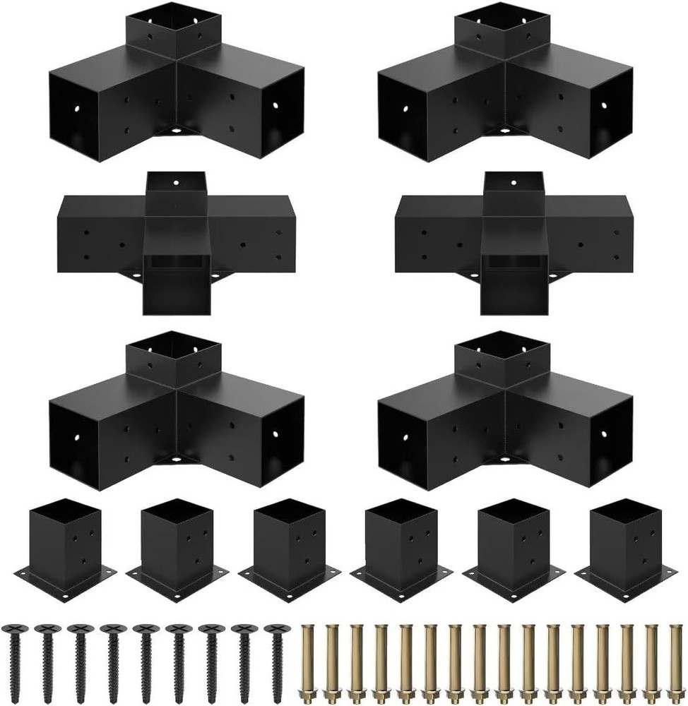 Heavy Alloy Steel Pergola Kit with 3-Way Brackets for 4″x 4″ (Actual 3.6″ X 3.6″