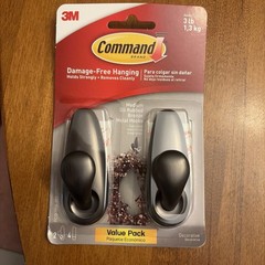 3M Command Metal Hooks Medium Oil Rubbed Bronze 3-Lb. 2-Pack FC12-ORB-2ES