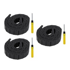 Plastic Cable Wire Carrier Drag Chain 1 meter Length R28 for CNC Set of 3 Black