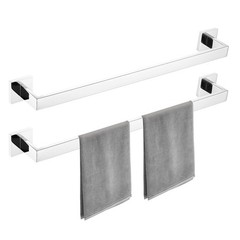 Acepeak 23.6 Inch Polished Chrome Bathroom Towel Bar Set 2-Piece Square Wall