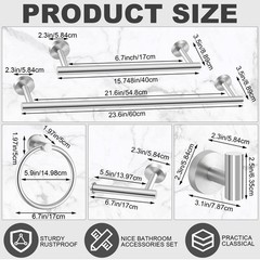 Gisafai 30 Pcs Silver Bathroom Accessories Hardware Set Towel Racks For
