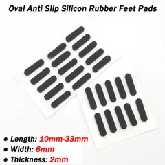 Black Oval Anti Slip Silicon Rubber Feet Pads Non-Slip Self-Adhesive Width: 6mm