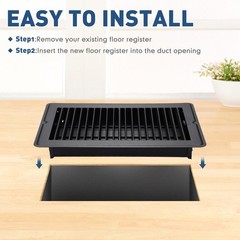 Fumete 2 Pcs 6 x 10” Black Floor Vent Covers Heavy Duty Floor Register Metal…