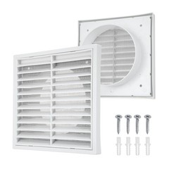1Set Vent Cover with Built-in Screen Mesh (5″ OD) – Square Louver Air Wall Vent